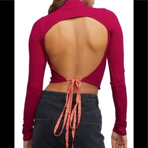 Free People Edge Of Town Tie Open Back Crop Top